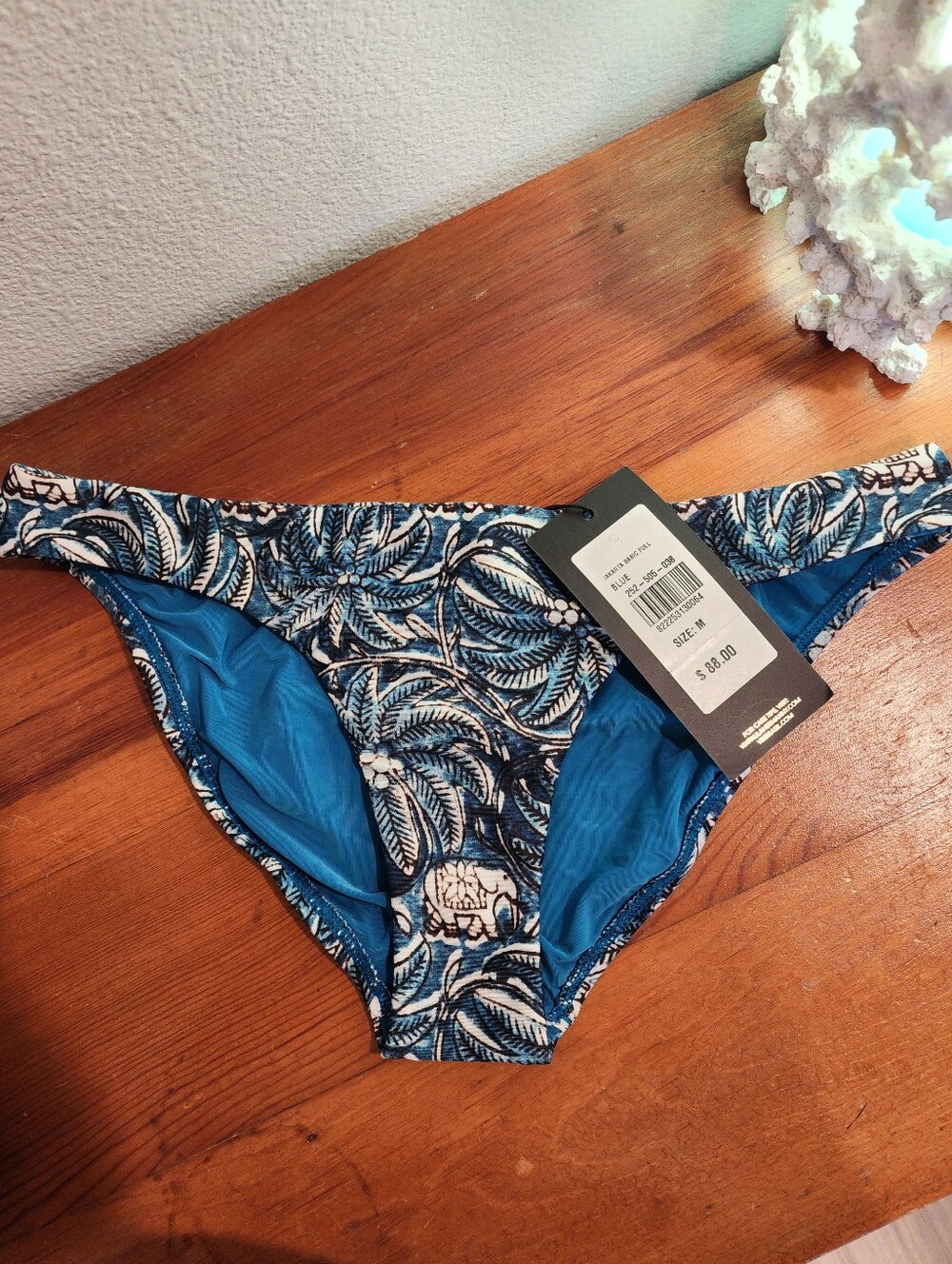 NEW! VIX PAULA HERMANNY SZ M Blue Tropical Elephant Print Bikini Bottoms